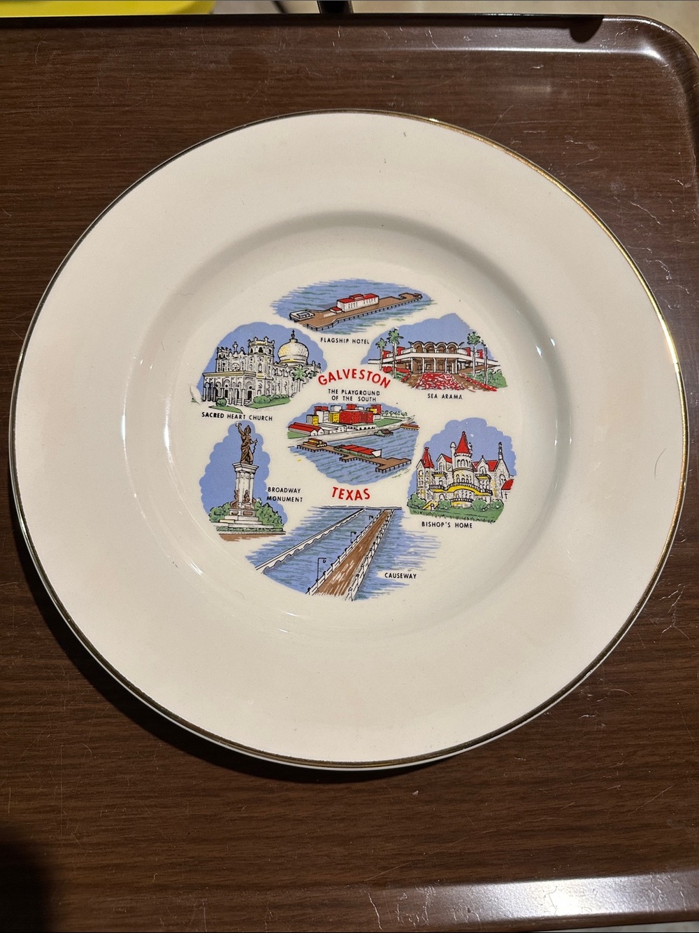 Galveston Texas Collectible White Souvenir Plate